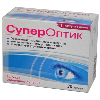 СуперОптик Защитное действие на структуре глаза Акрихин, 850 мг, 30 капсул