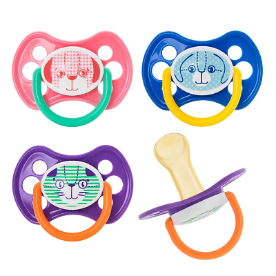 Пустышка латексная ортодонтическая зверята Курносики с 6 месяцев 13101