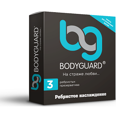 Презервативы натуральные латексные ребристые Bodyguard Ребристое наслаждение, 3 шт