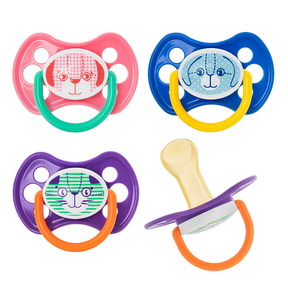 Пустышка латексная ортодонтическая зверята Курносики с 6 месяцев 13101