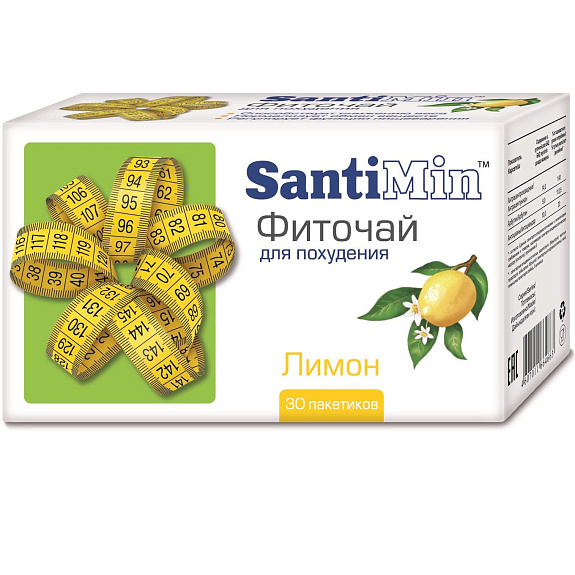 Фиточай для похудения со вкусом лимона SantiMin 2г, 30 фильтр-пакетов