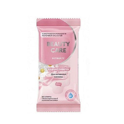 Влажные салфетки для интимной гигиены BC Beauty Care с экстрактом ромашки и молочной кислотой, 20 шт