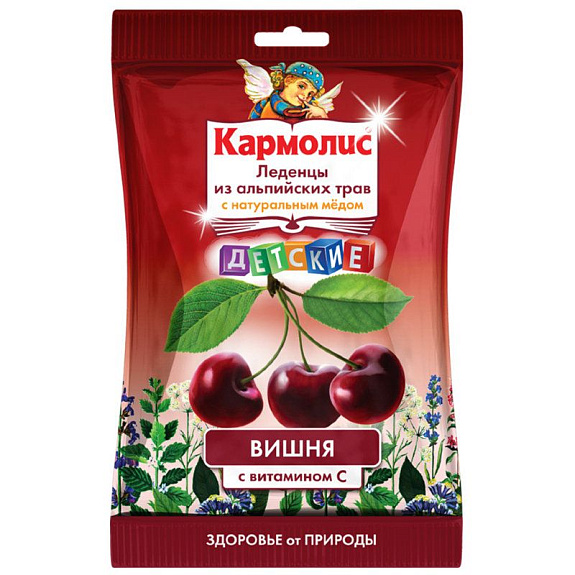 Леденцы от кашля с мёдом и витамином С вишня Кармолис, 75 г