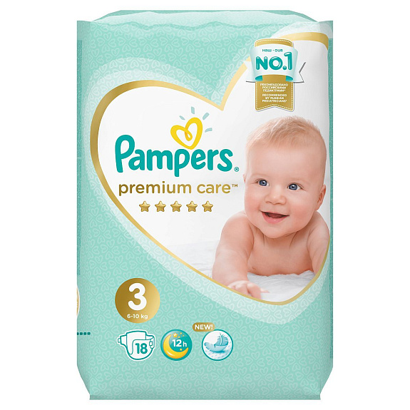 Подгузники для детей Pampers Premium Care 3 6-10 кг, 18 шт