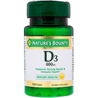 Витамин D3 400 МЕ (D3 10 MCG (400 IU) Nature's Bounty 250 мг, 100 таблеток