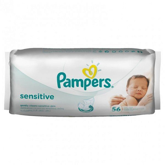 Салфетки влажные детские Sensitive сменный блок Pampers, 56 шт