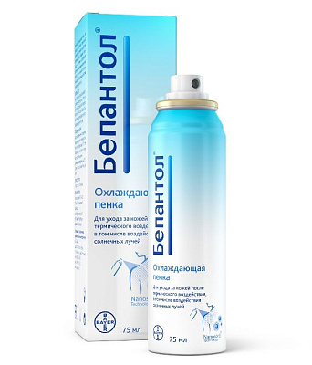 Охлаждающая пенка охлаждает и увлажняет кожу после термического воздействия Бепантол, 75 мл