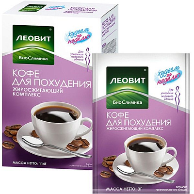 Кофе для похудения Леовит Жиросжигающий комплекс Худеем за неделю 10 шт х 3 г