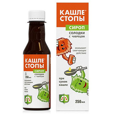 Сироп солодки с чабрецом при сухом кашле Кашлестопы, 250 мл