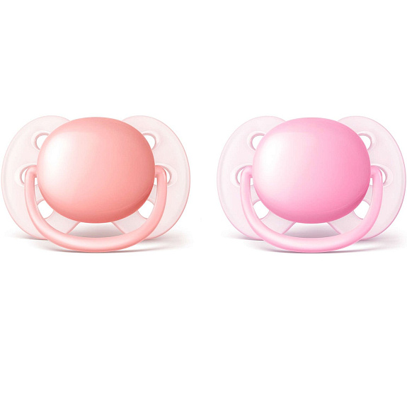Силиконовая пустышка Avent Ultra Soft для девочек 6-18 месяцев SCF213/22, 2 шт
