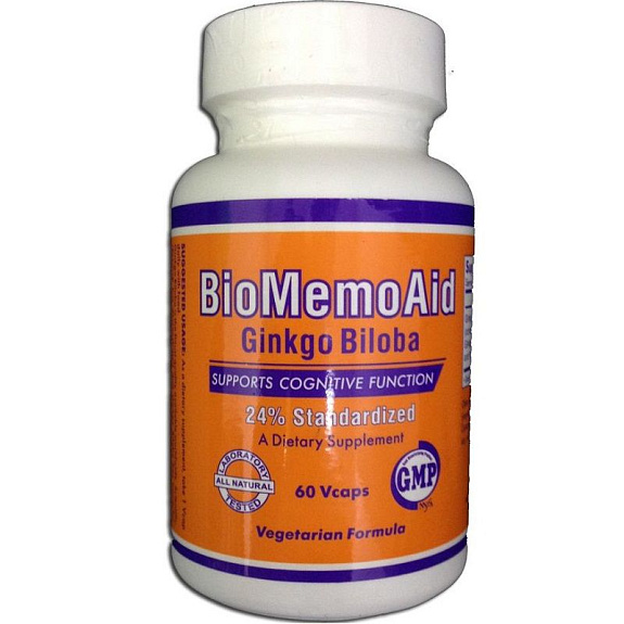 Гинкго Билоба экстракт Ginkgo Biloba BioMemoAid Now Foods 350 мг, 60 шт