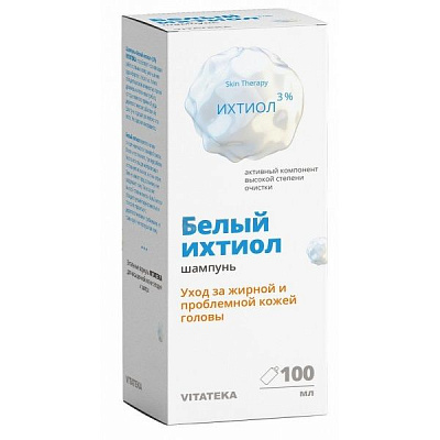 Шампунь Белый ихтиол для ухода за жирной и проблемной кожей головы 3% Vitateka, 100 мл