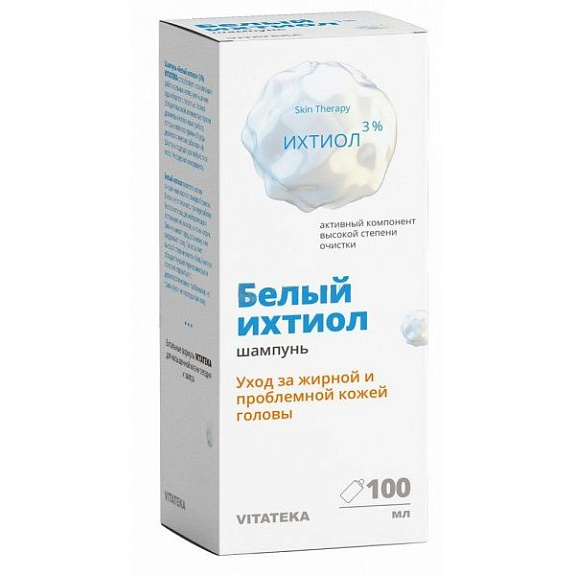 Шампунь Белый ихтиол для ухода за жирной и проблемной кожей головы 3% Vitateka, 100 мл