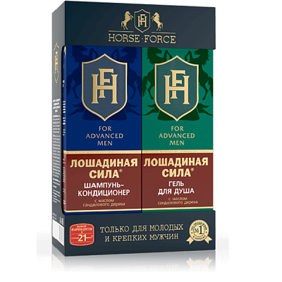 Набор для молодых и крепких мужчин Лошадиная сила (шампунь-кондиционер, 500 мл + гель для душа, 500 мл)