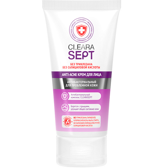 Крем Anti-Acne для лица антибактериальный ClearaSept, 50 мл