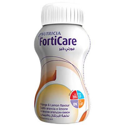 Forticare со вкусом апельсина и лимона Nutricia, 125 мл, 4 шт