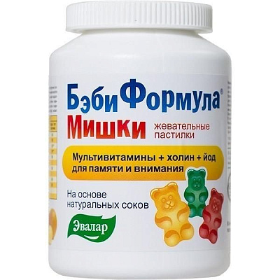 Бэби формула мишки Эвалар, 60 пастилок