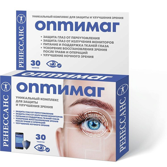 Оптимаг комплекс для защиты и улучшения зрения Ренессанс 1155 мг, 30 таблеток