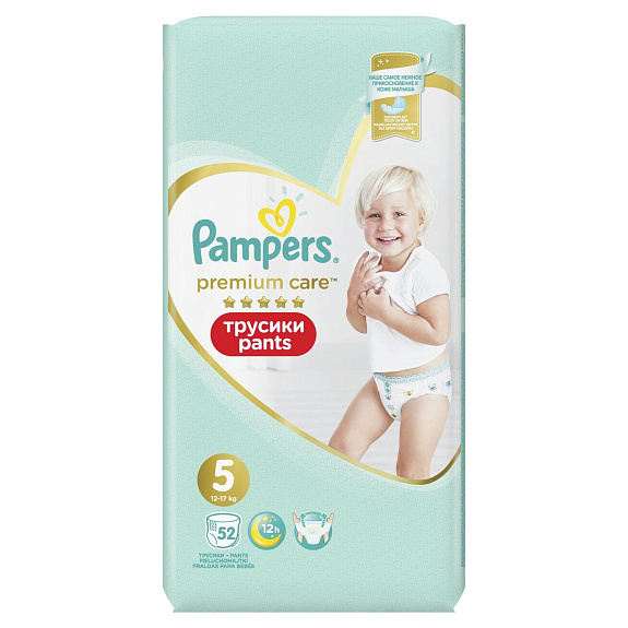 Подгузники-трусики для детей Pampers Premium Care Junior 12-17 кг, 52 шт