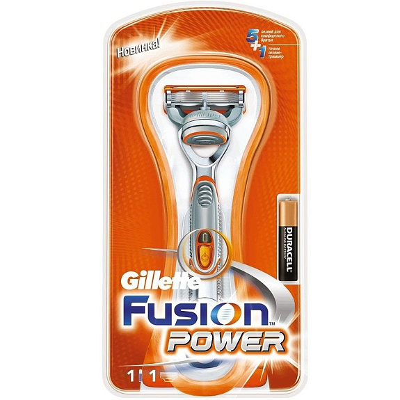 Бритва с 1 сменной кассетой Gillette Fusion Power + батарейка