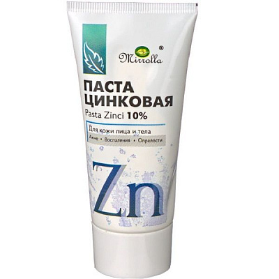 Цинковая паста для кожи лица и тела Мирролла 10%, 40 мл