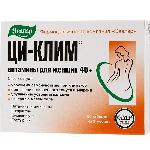 Витамины для женщин 45+ Ци-Клим в период возрастных гормональных изменений, 60 таблеток