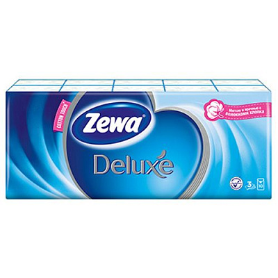 Носовые платки Deluxe бумажные Zewa, 10 х 10 шт