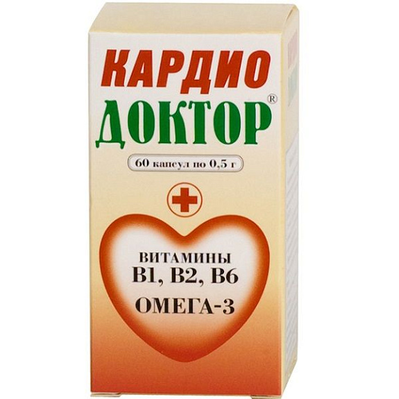 Кардиодоктор с витаминами В1, В2, В6 и Омегой-3 для сердца 0,5 г, 60 шт