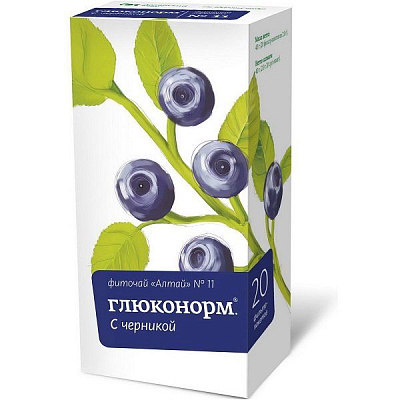 Фиточай "Алтай" №11 Глюконорм с черникой, 20 фильтр-пакетов х 2 г