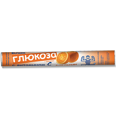 Блок глюкоза с витамином c ароматом апельсина таблетки жевательные Bloc 42 г, 18 шт