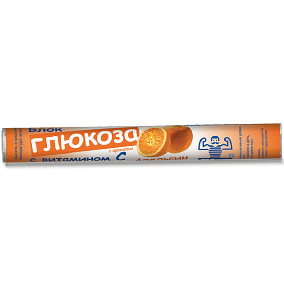 Блок глюкоза с витамином c ароматом апельсина таблетки жевательные Bloc 42 г, 18 шт