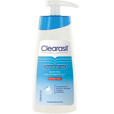 Крем-гель для умывания "3 в 1" Clearasil Ежедневный уход, 150 мл
