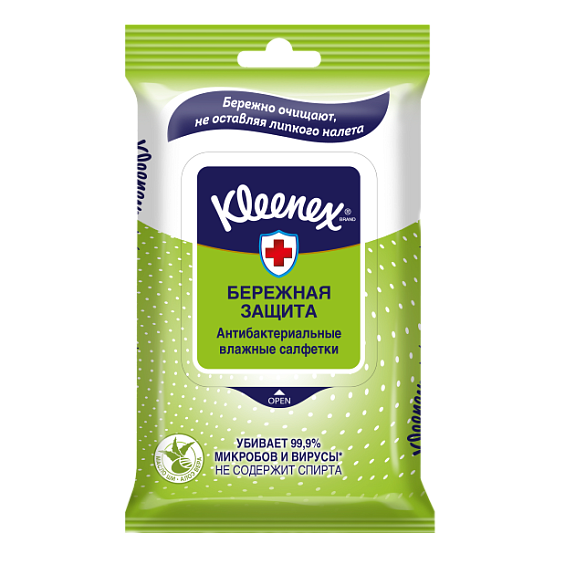 Влажные салфетки бережная защита антибактериальные Kleenex, 10 шт