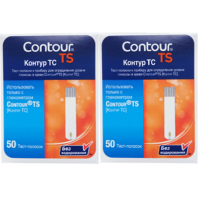 Тест-полоски к глюкометру Contour TS для измерения уровня сахара в крови, 100 шт