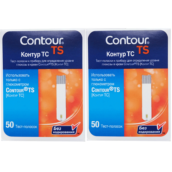 Тест-полоски к глюкометру Contour TS для измерения уровня сахара в крови, 100 шт