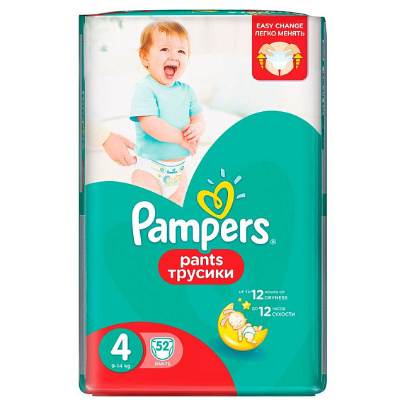 Подгузники-трусики для детей Pants Maxi Pampers 9-14 кг, 52 шт