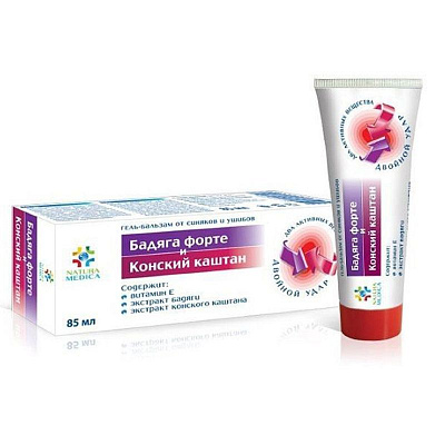 Бадяга форте и конский каштан гель-бальзам от синяков и ушибов Natura Medica, 85 мл