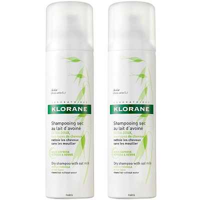 Набор сухих шампуней для волос с молочком овса Klorane, 150 мл х 2