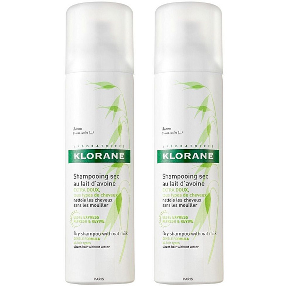 Набор сухих шампуней для волос с молочком овса Klorane, 150 мл х 2
