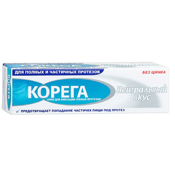 Крем для фиксации зубных протезов нейтральный вкус Корега, 40 г