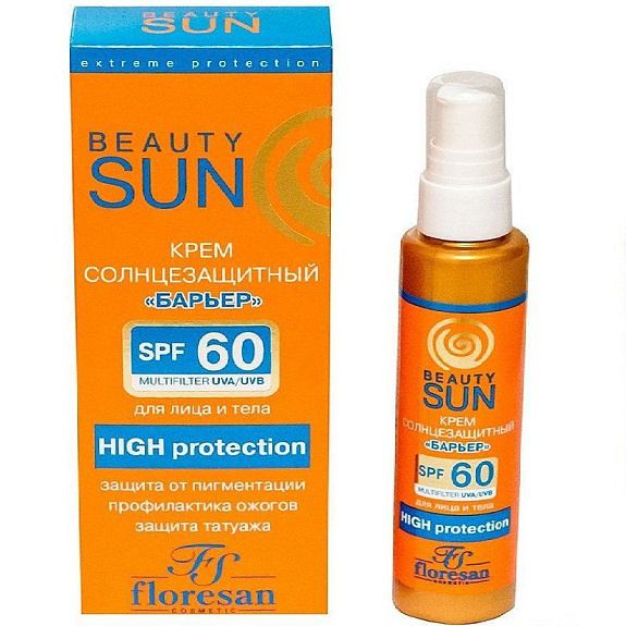Крем солнцезащитный барьер SPF 60 для лица и тела формула 283 Floresan, 75 мл