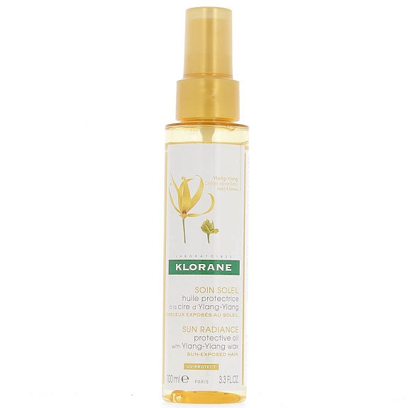 Солнцезащитное масло для волос с воском иланг-иланг Klorane, 100 мл