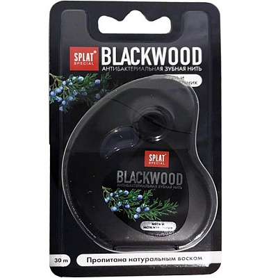 Черная антибактериальная зубная нить Splat Special Blackwood можжевельник-мята, 30 м
