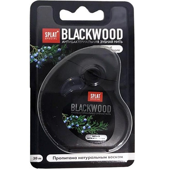 Черная антибактериальная зубная нить Splat Special Blackwood можжевельник-мята, 30 м
