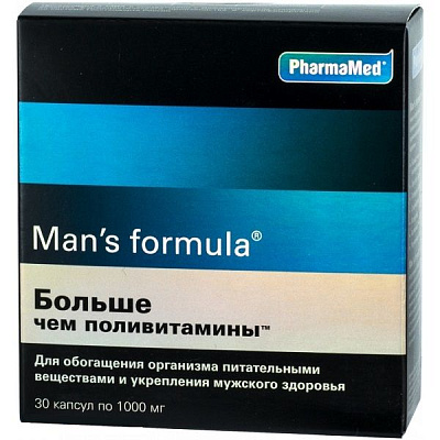 Man`s Formula Больше чем поливитамины для обогащения организма питательными веществами 1000 мг, 30 шт