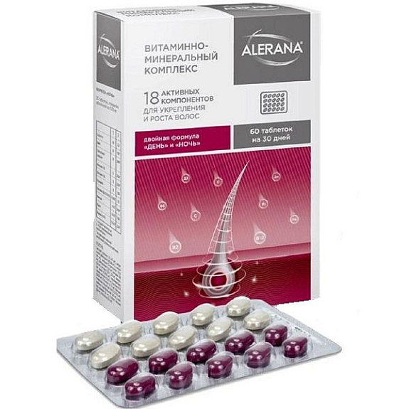 Витаминно-минеральный комплекс Alerana для укрепления и роста волос, 60 шт