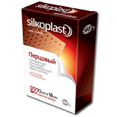 Пластырь перцовый пластырь 10х18 Silkoplast, 50 шт