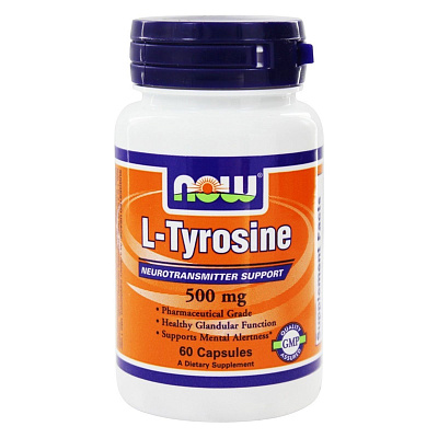 L-Tyrosine, L-Тирозин, Современный психостимулятор, Now Foods, 500 мг, 60 капсул