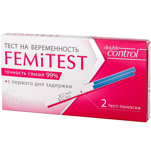 Тест для определения беременности Femitest Double Control, 2 шт