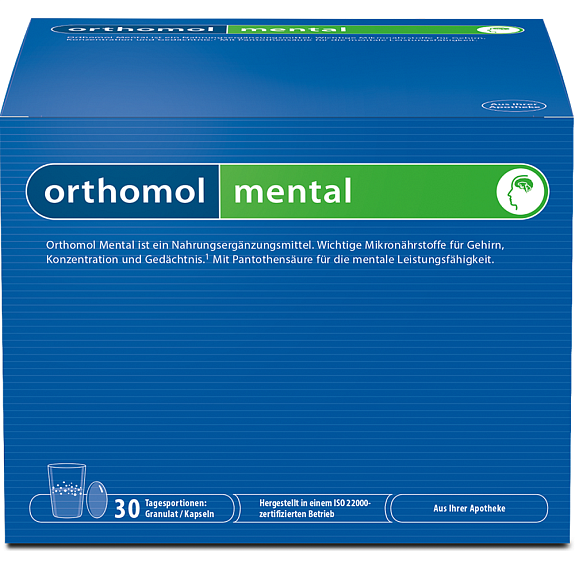 Orthomol Mental Ортомол Ментал для поддержания умственной работоспособности капсулы + порошок на 30 дней